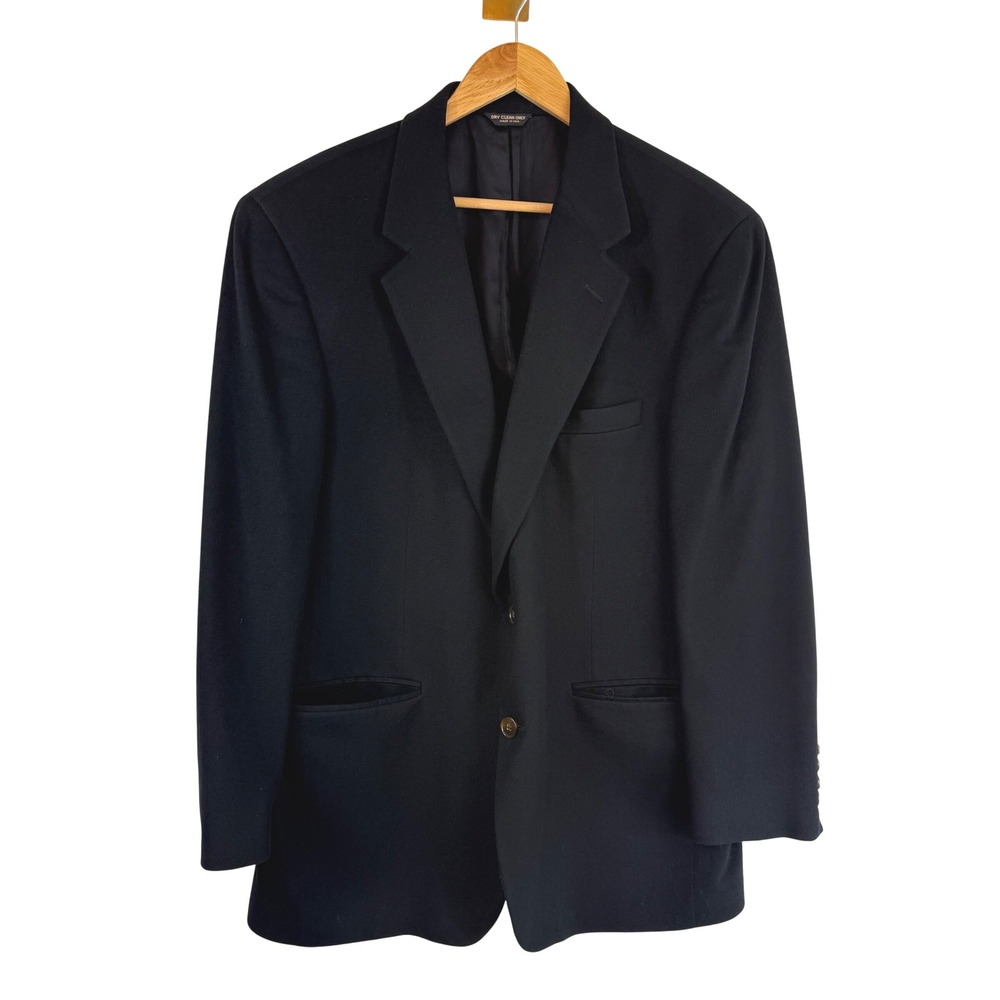 Thos David Vintage Cashmere Blazer 43R Black USA Made Old Money Quiet Luxury